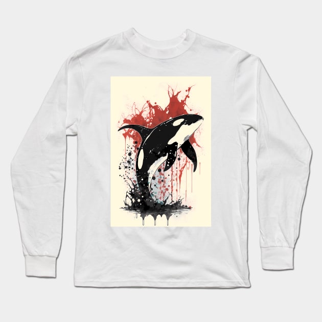 Killer Whale Ink Painting Long Sleeve T-Shirt by TortillaChief